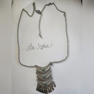 LIA SOPHIA Silver and Teal Necklace